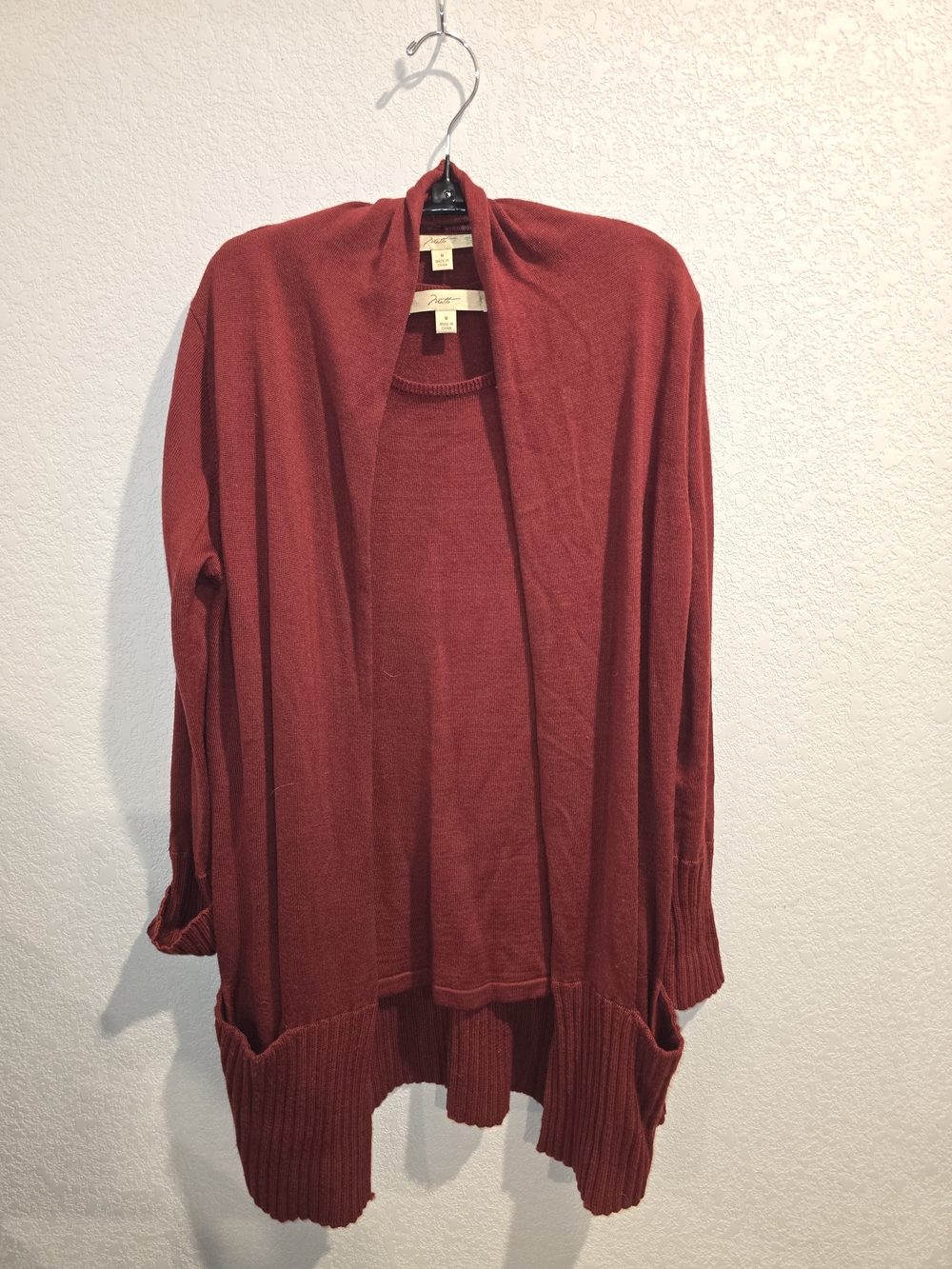 Motto Rust Red Merino Wool Blend 2-Piece Cardigan & Tank Sweater Set - Size M